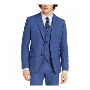 NWT Alfani Slim Plaid Suit Jacket 42 Short Blue
